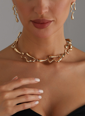 欧美跨境饰品不规则项饰套装ins