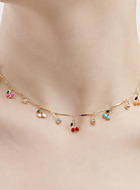 欧美跨境饰品ins彩色滴油樱桃