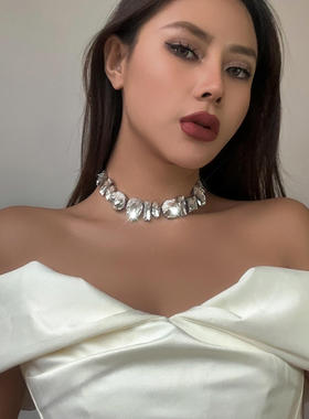 欧美跨境饰品轻奢满钻辣妹锁骨