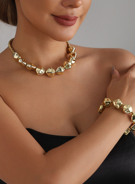 欧美跨境饰品轻奢金属感不规则串