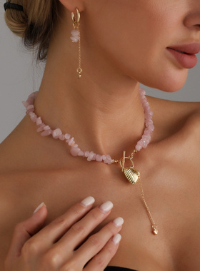 欧美跨境饰品温柔系玫粉色爱心