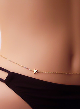 欧美跨境新品时尚饰品 金色五角星腰链 C比基尼链女