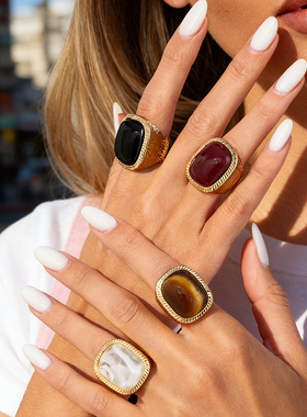 欧美跨境vintage晕染几何百搭戒