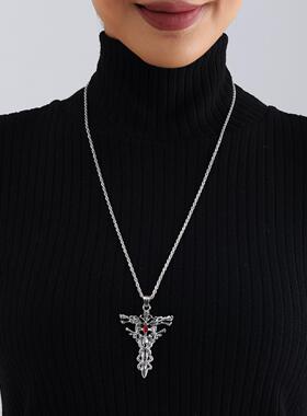 欧美男女饰品2024龙年本命年盘龙十字架简约毛衣链十二生肖项链