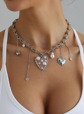 欧美跨境饰品甜酷风不规则爱心珍