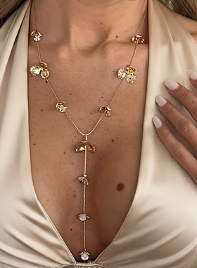 欧美创意复古滴油花朵吊坠流苏项