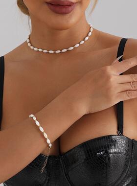 欧美淡水贝壳项链高级感巴洛克