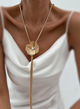 欧美跨境饰品ins银杏叶长款流苏