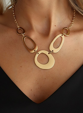 欧美跨境创意不规则拼接O字吊坠
