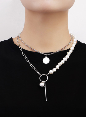 欧美跨境饰品拼接链条仿巴洛克