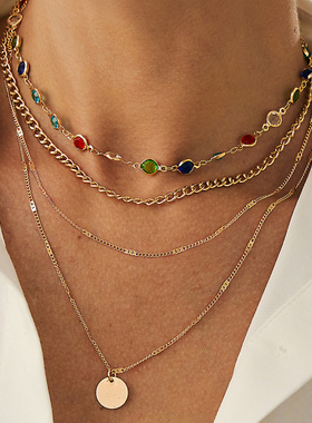 欧美跨境简约ins时尚水晶链条