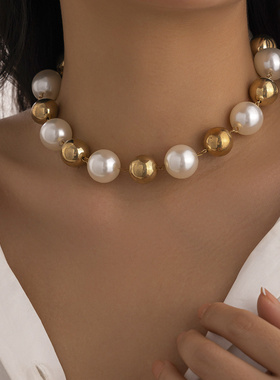 欧美跨境饰品夸张朋克撞色串珠ne