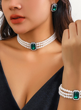欧美跨境饰品个性圆珠多层choker