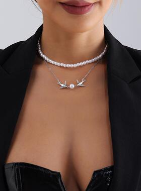 情人节比翼鸟双层串珠混搭金属