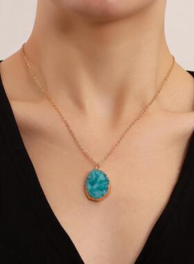 欧美跨境饰品轻奢不规则仿绿玛瑙