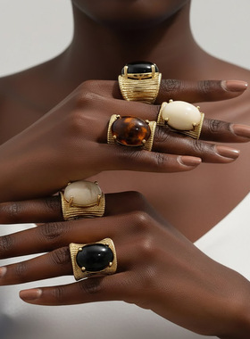 跨境ins欧美风拉丝几何宽版开口