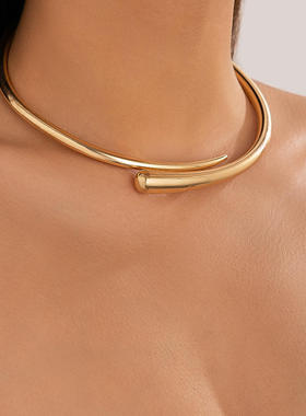 欧美跨境个性抱抱弹簧口开口项圈