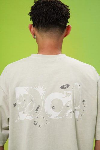 DAIKON Lab.24ss复古休闲成衣染色做旧撞色logo印花短袖t恤