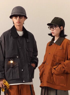 DAIKON Lab25aw户外防水廓形多口袋反光线尼龙猎装外套巴恩风夹克