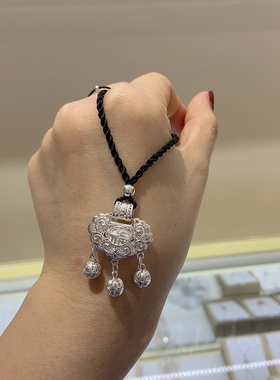 2022纯银平安锁镂空拉丝工艺999足银长命锁送宝宝女朋友闺蜜礼物