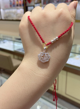 长命锁花钱男女纯银吊坠项链转运