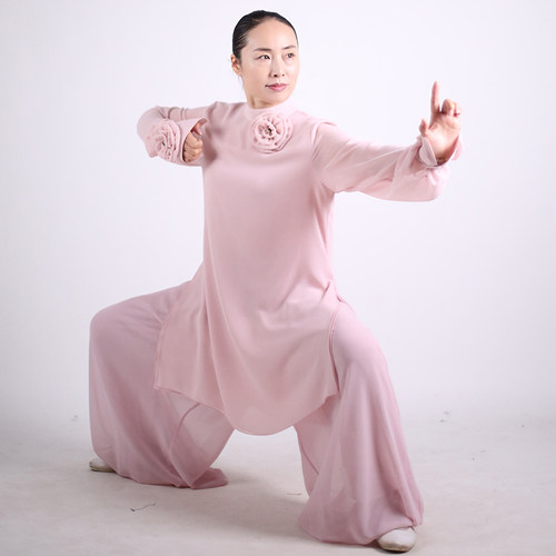 马蕾太极春夏新款时尚太极表演服烟霞中国风演出服长款飘逸女款