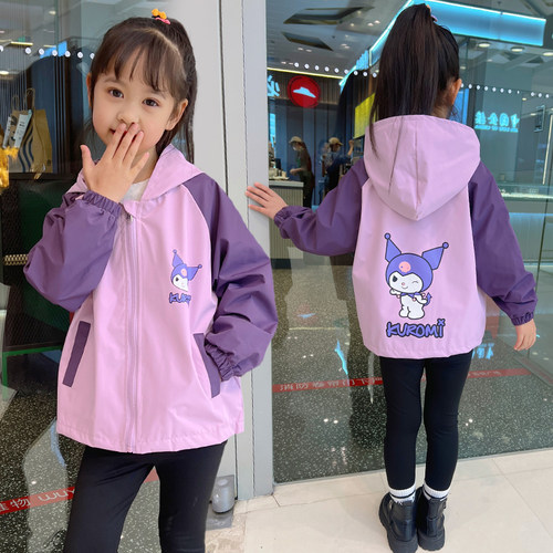 新款女孩春秋款连帽上衣夹克衫