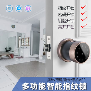 金色太空铝智能指纹锁室内门木门公寓办公室密码锁球形电子锁圆锁