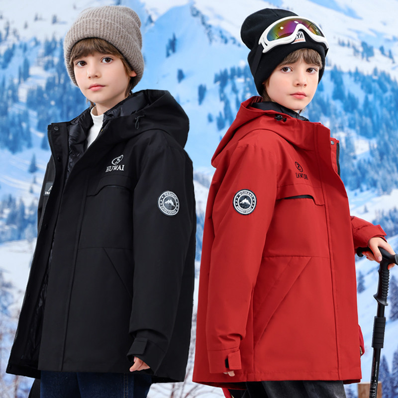 儿童冲锋衣男童羽绒服2025新款冬装女童三合一可拆卸防风防水外套