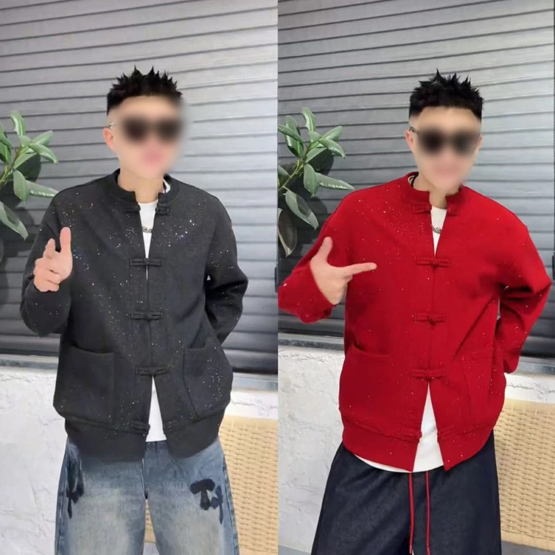 满天星国风盘扣卫衣外套新年红色本命年时尚潮流复古设计感休闲,男装,卫衣,淘宝优惠券,粉丝福利购,淘宝优惠卷