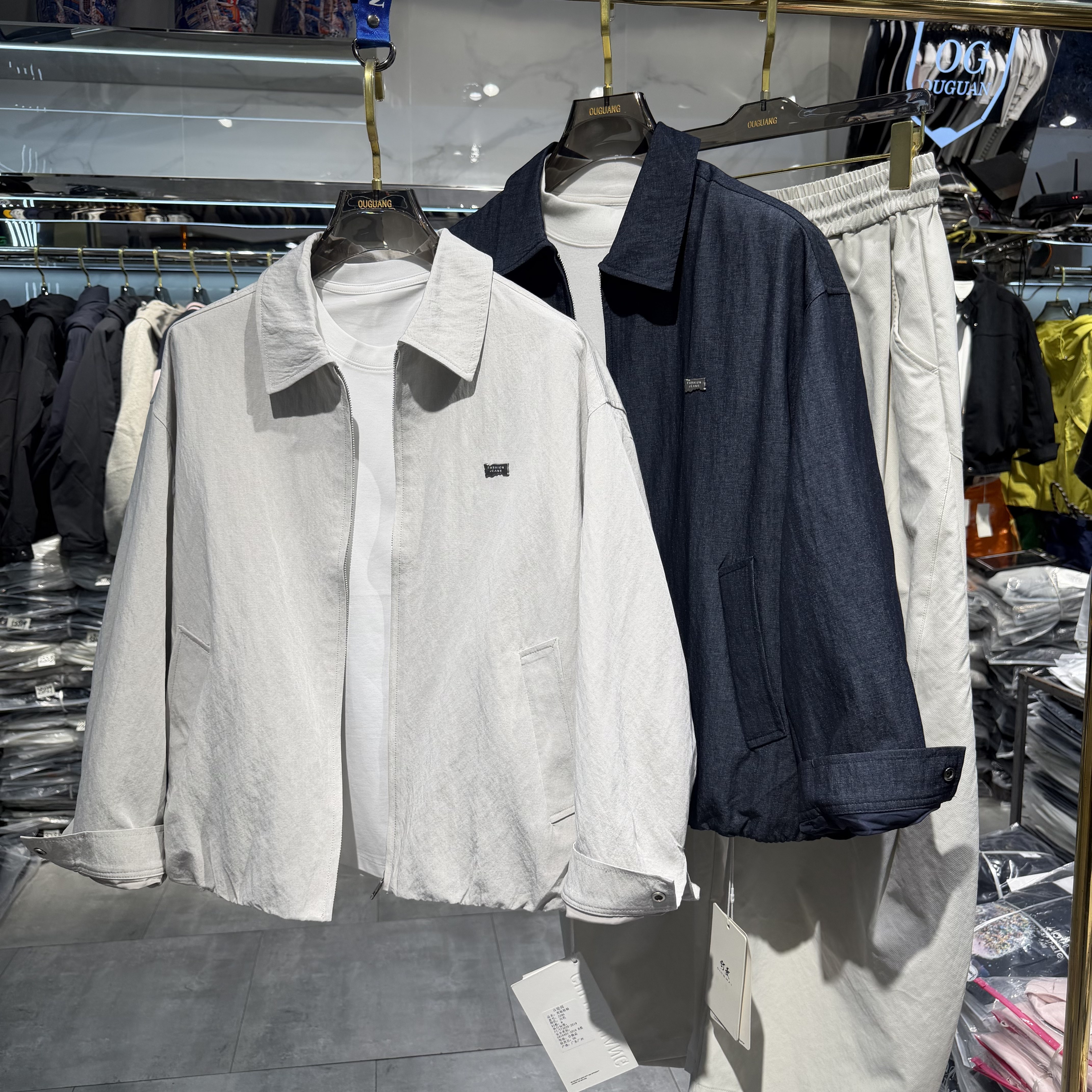 实体日系宽松翻领薄款夹克春季仿牛仔外套男新款休闲男装时尚上衣