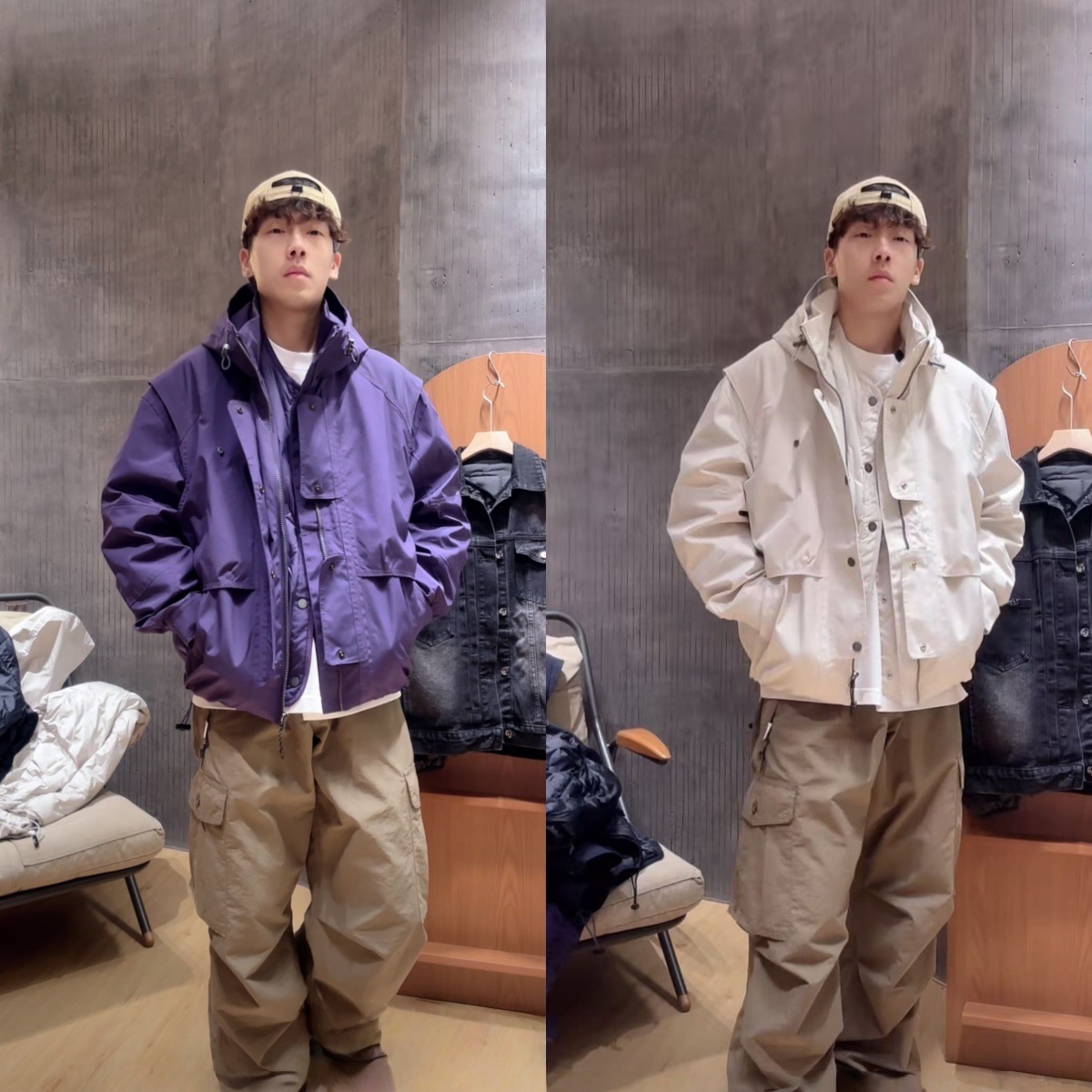 【高品质】秋冬季新款舒适保暖时尚个性潮流减龄连帽冲锋男士棉服