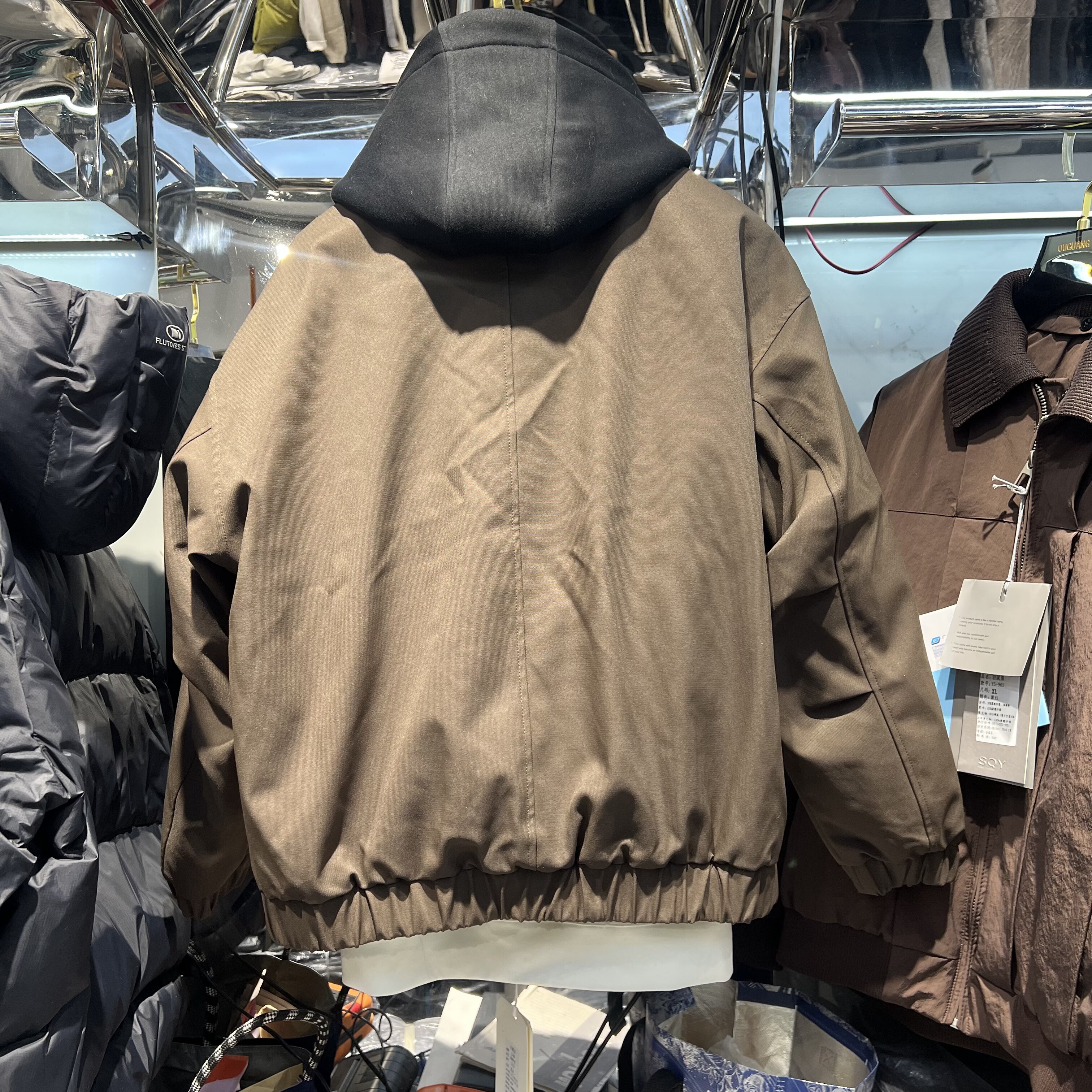 实体冬季男士座山雕加厚加绒假两件连帽棉服男撞色飞行夹克外套男