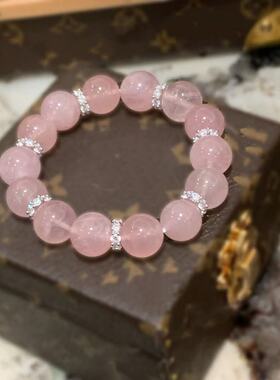 【粉醉浮金】天然水晶马达加斯加粉晶手链粉水晶蜜桃粉色手串女