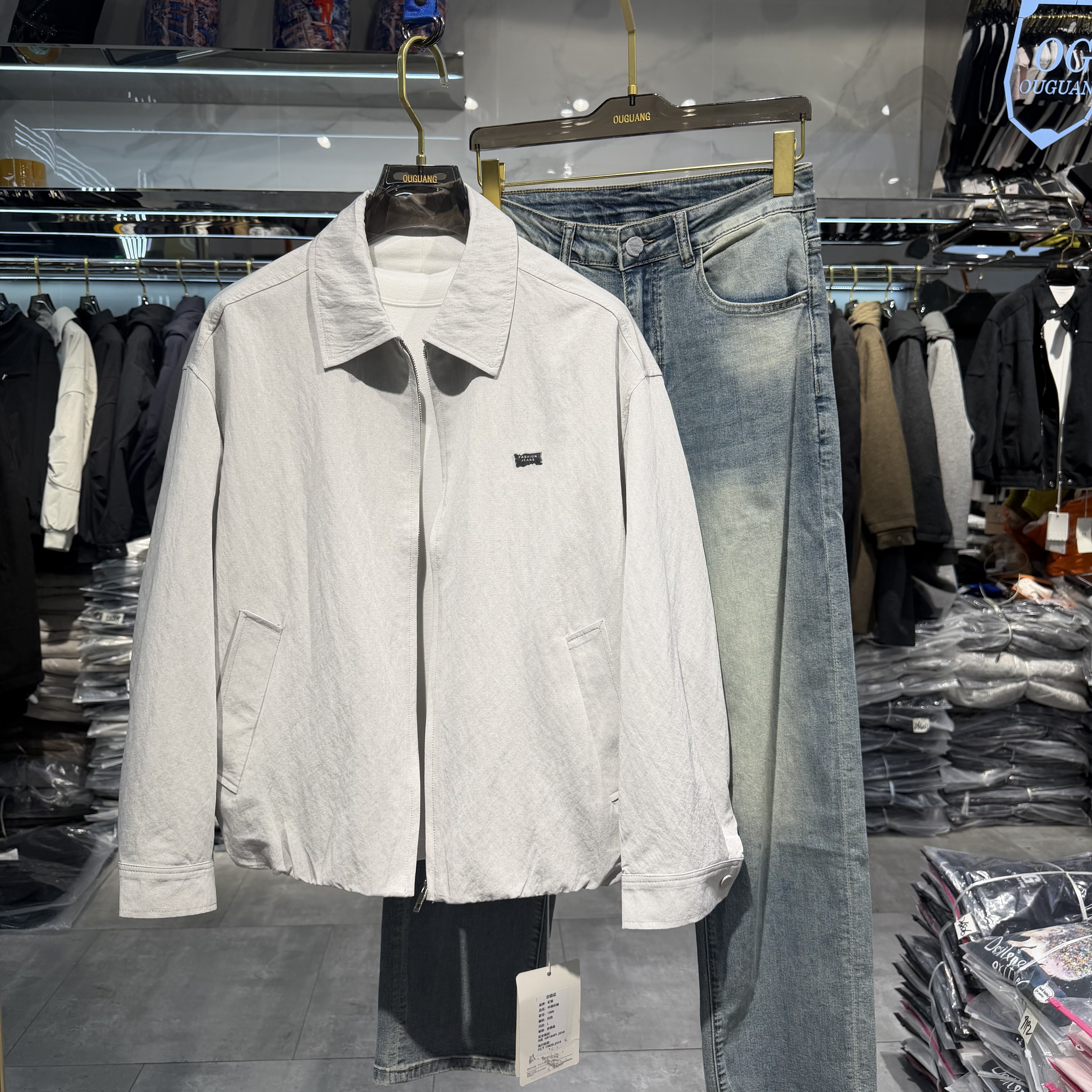 实体日系宽松翻领薄款夹克春季仿牛仔外套男新款休闲男装时尚上衣