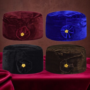 寿帽女士金丝绒帽子太婆帽宝石帽老人冲喜白事寿衣殡葬品女帽子