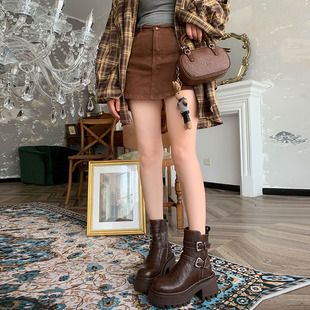 增高10cm马丁靴女内增高小个子矮子乐厚底鞋 甜酷风超高跟 马丁靴