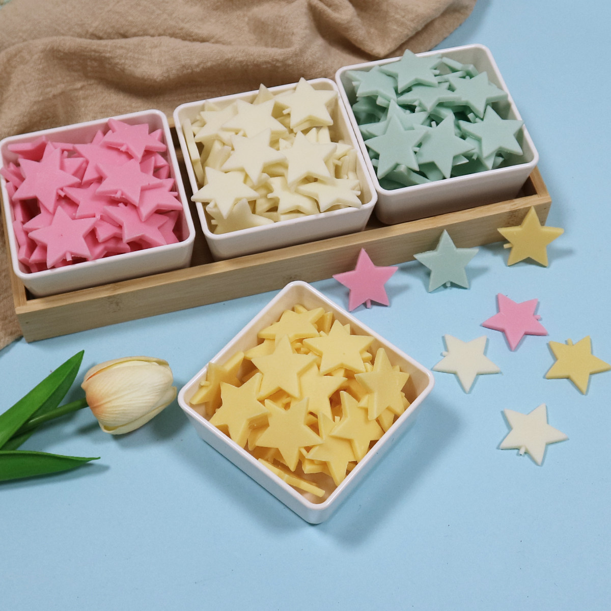 巧克力五角星生日蛋糕装饰儿童创意甜品台冰淇淋插件彩色星星摆件