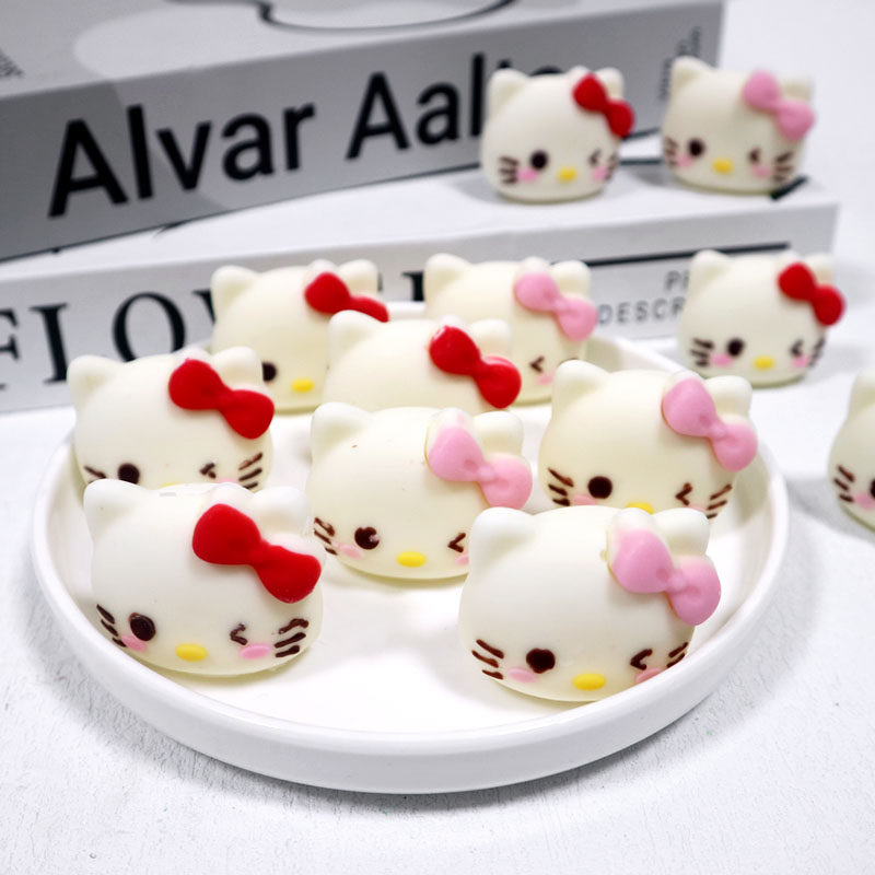 hellokitty卡通小猫头蛋糕装饰摆件烘焙纸杯甜品kt猫头点缀插件