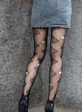 沐阮欧美ins网红纯欲网袜女薄款性感黑色打底袜辣妹连裤袜批发