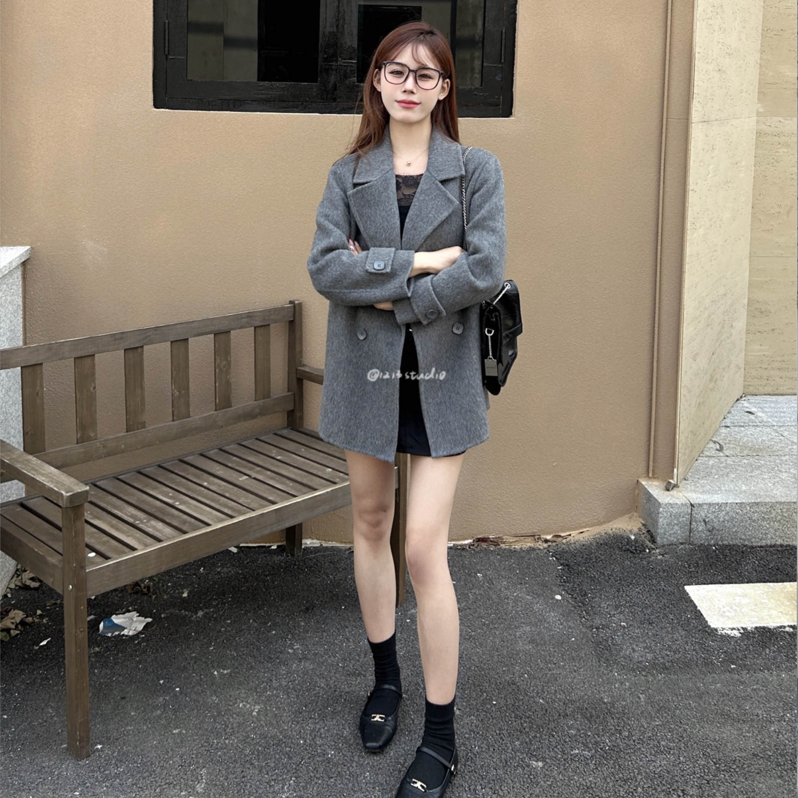 1213studio2024新款高端毛呢外套女中长款大衣高级感秋冬季大气