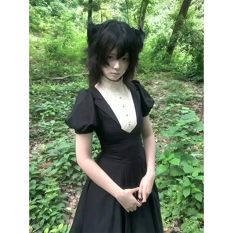 暗黑系lolita修女风短袖连衣裙女