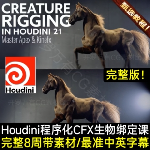 Houdini21教程Rebelway程序化Apex与Kinefx四足生物绑定CFX大师课