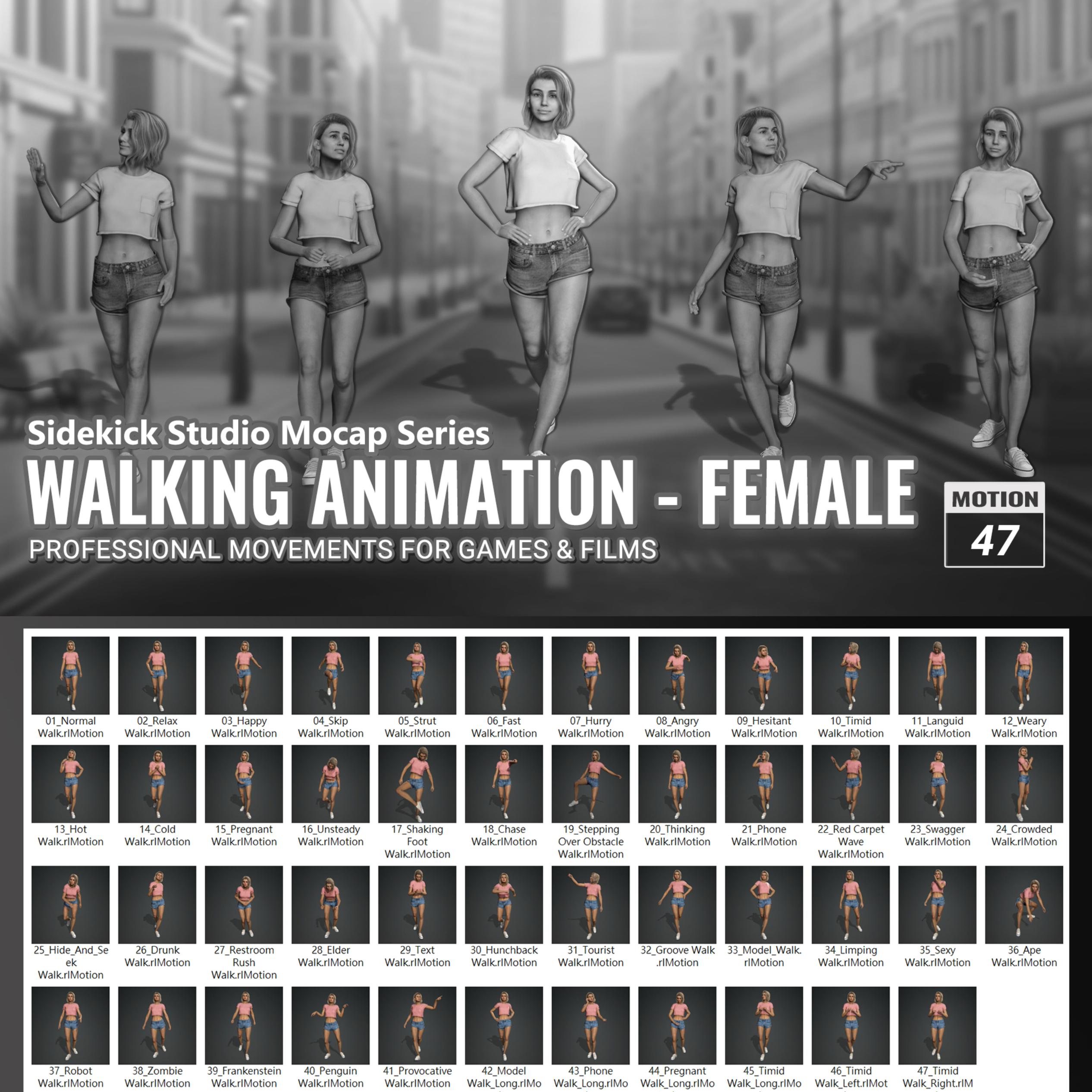 Walking Animation- Female Actorcore动作Sidekick Animation