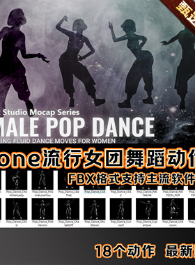 iClone美女韩国女团人物跳舞流行舞蹈动作动画包Female Pop Dance
