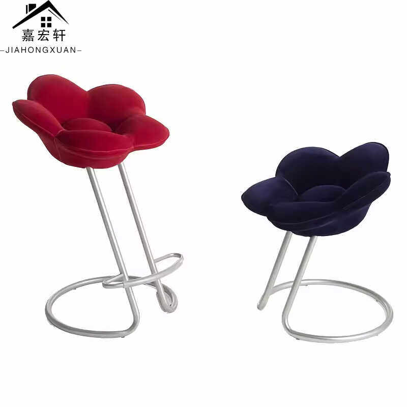 edra意式极简轻奢设计不锈钢太阳花瓣造型吧椅客厅家用高脚吧台椅