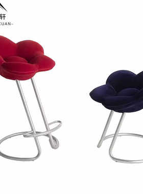 edra意式极简轻奢设计不锈钢太阳花瓣造型吧椅客厅家用高脚吧台椅