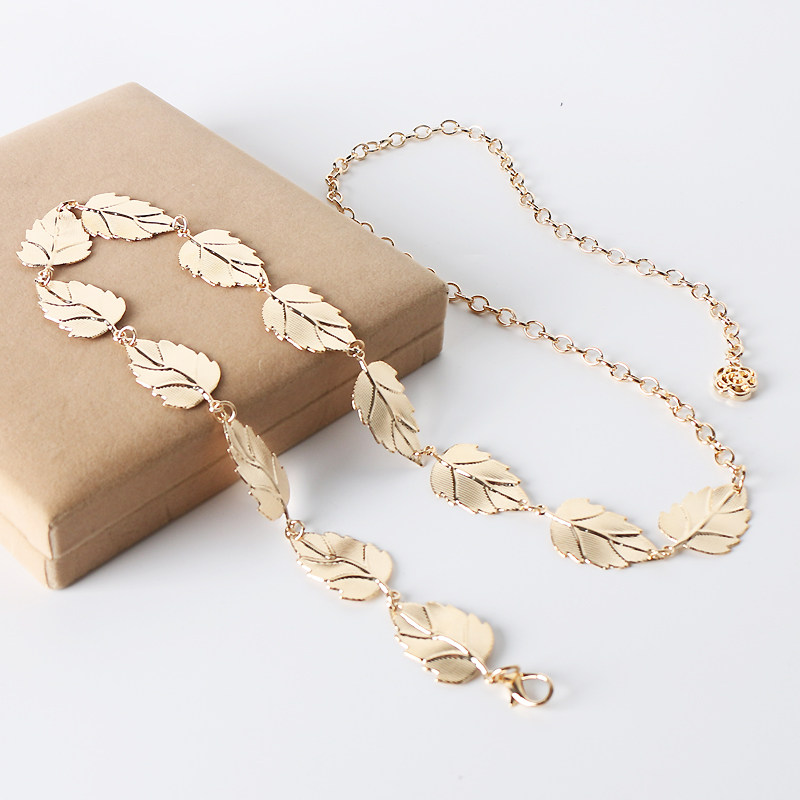 金属树叶腰链女配裙子百搭大码