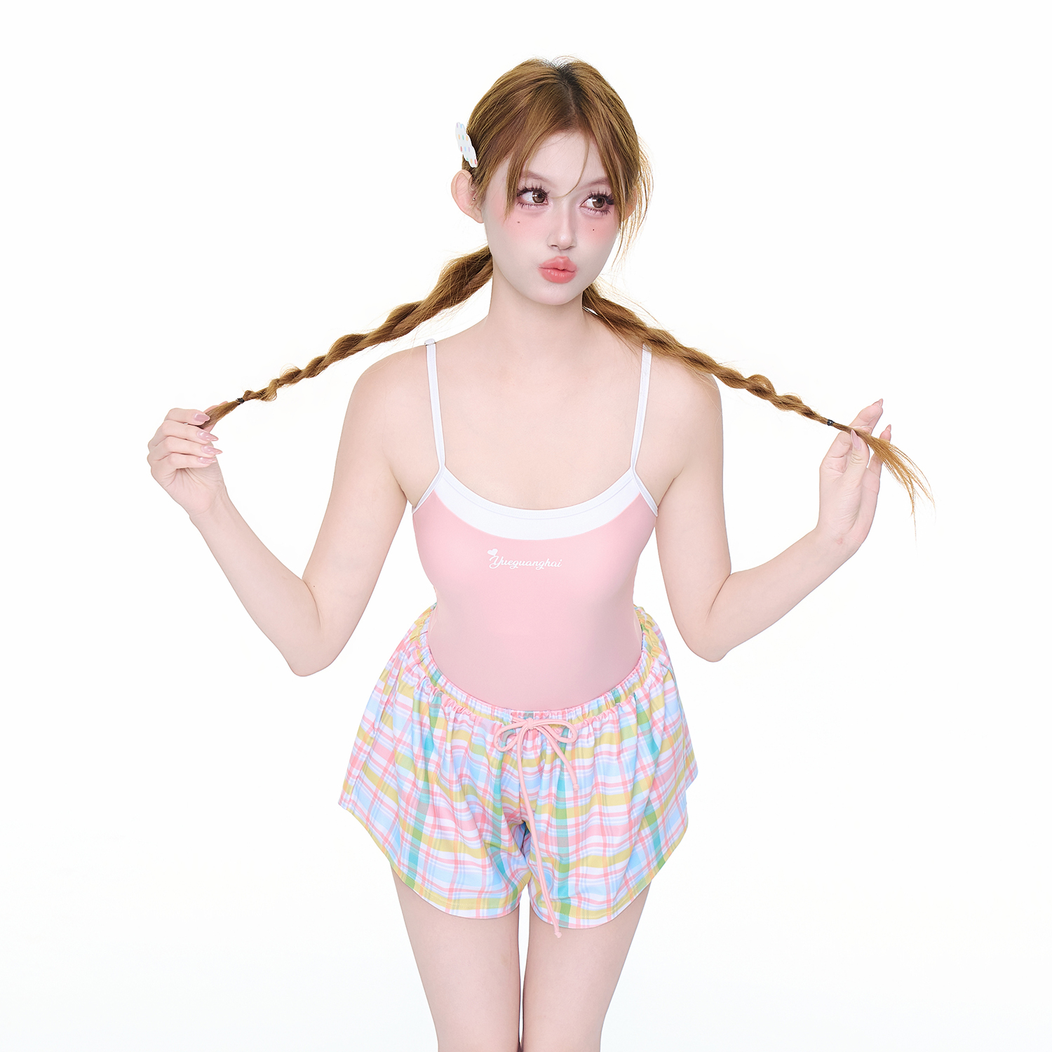 花房姑娘多巴胺风格连体泳衣女2025新款两件套带胸垫夏季海岛度假