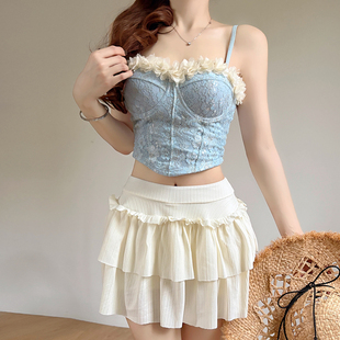 2026新款 小清新绑绳露背泳衣温泉度假 气质性感辣妹泳衣两件套裙式